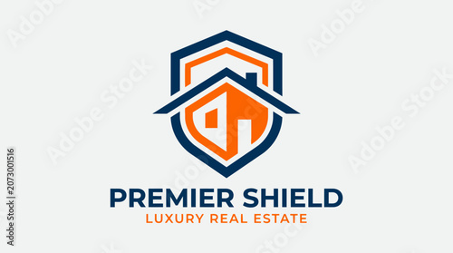 A logo of Premier Shield Luxury Real Estate on a white background showcases a stylized house icon.
