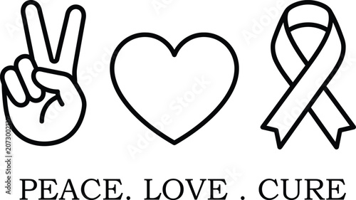 Fotografie Peace love cure symbol combination