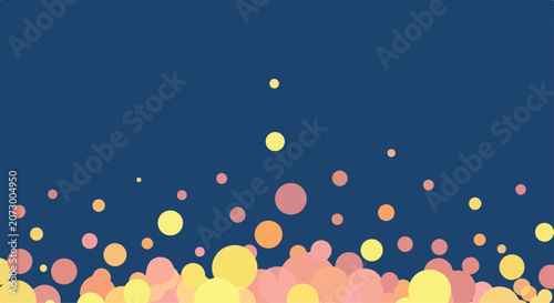 A dark blue background with colorful floating bubbles