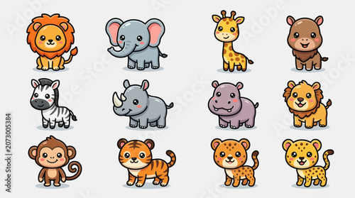 Photography Cute cartoon safari animals collection