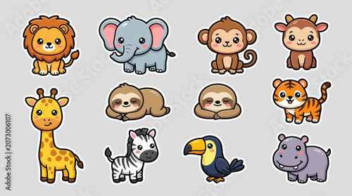 Photography Cute cartoon safari animals collection