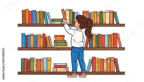 Woman Reaching for a Book.