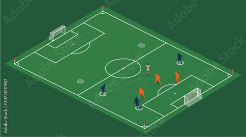 Foto Football Referee Anticipating Play by Positioning Between Passing Lanes