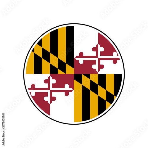 Maryland usa state flag icon. Circular emblem of the Maryland flag with the ring-shaped edge