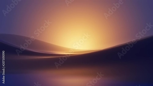 Sunset Over Desert Sand Dunes Landscape.