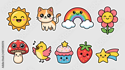 Cute kawaii characters and objects collection