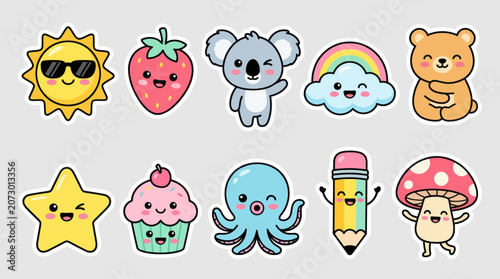 Cute kawaii characters and objects collection