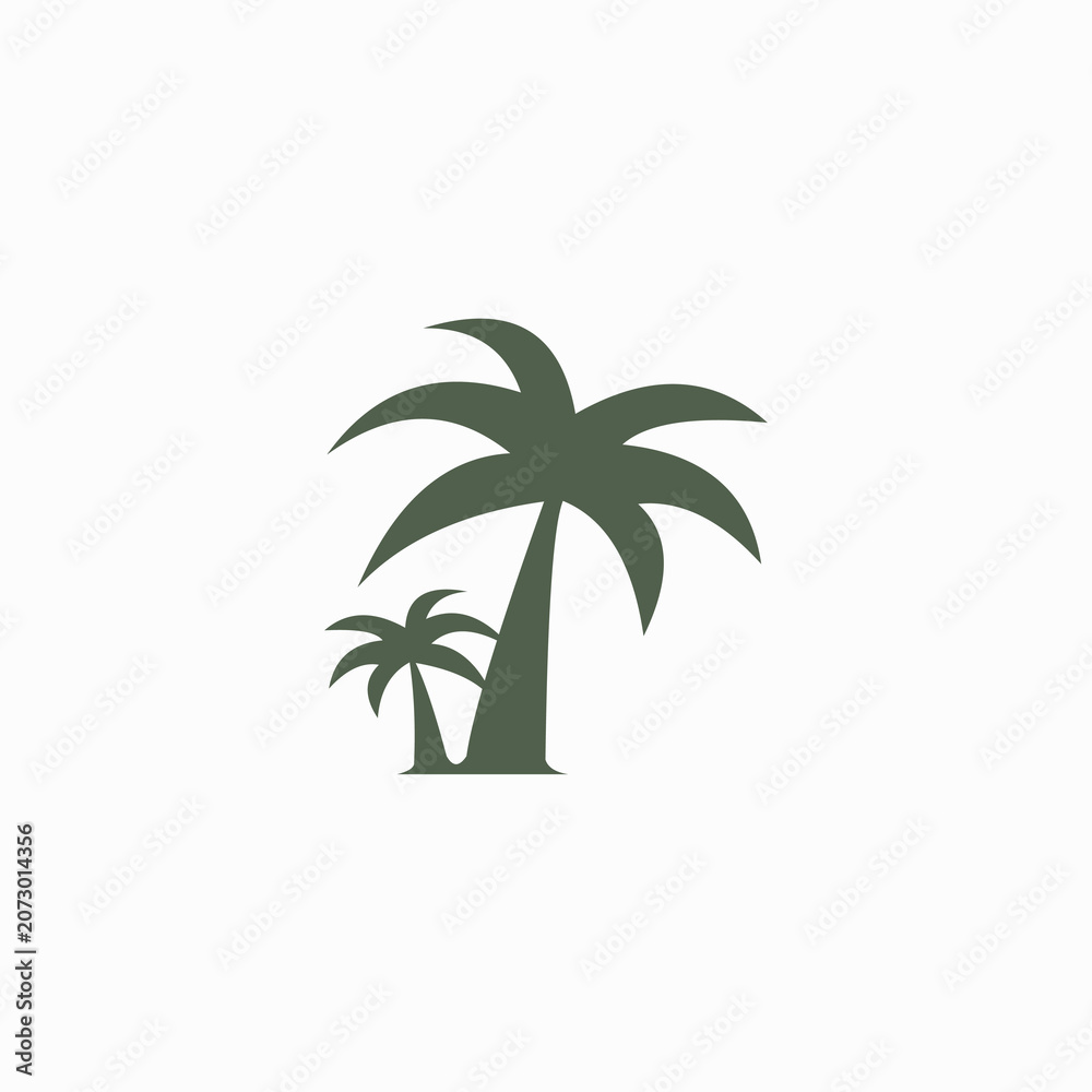 Obraz premium This logo features a minimalist illustration of two coconut trees with a simple and elegant design.