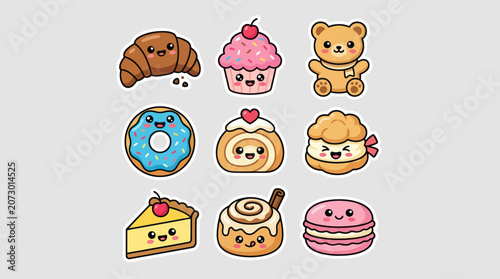 Cute kawaii pastries and sweets collection