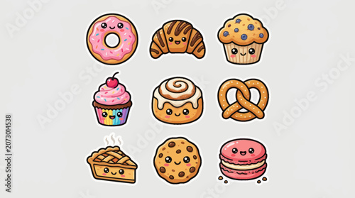 Cute kawaii pastries and sweets collection