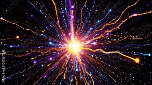 Vibrant Explosive Energy Burst with Colorful Lights.