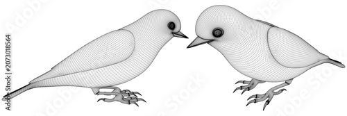 Tableau sur toile Digital Artistic Wireframe in Pair - This illustration features two white wirefr