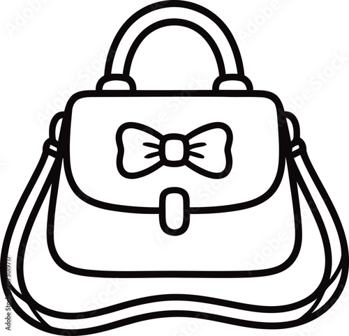Crossbody sling bag with shoulder strap line art illustration