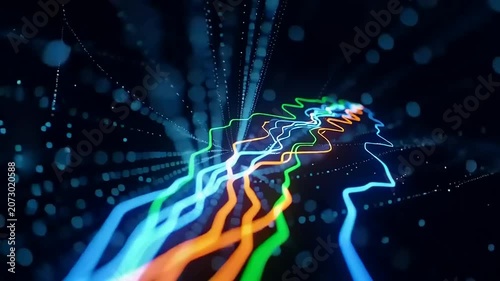 Vibrant Neon Light Trails in Motion 1.