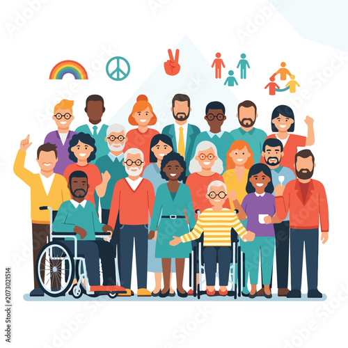 A diverse group of people of various ages and abilities