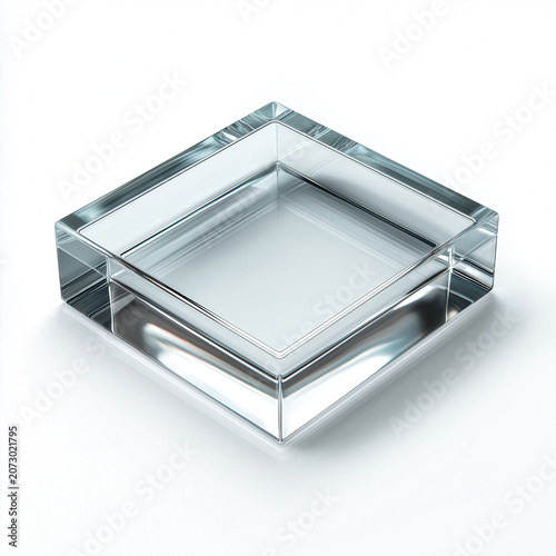 Transparent glass frame square reflection tray clear realistic transparent glass square frame