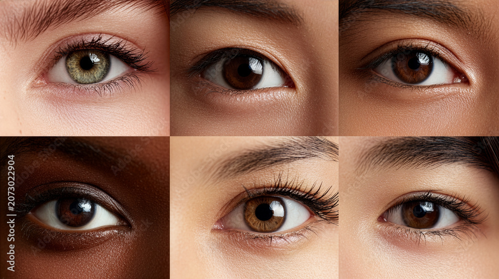 Fototapeta premium Diverse Human Eyes Collection Showing Beauty and Ethnic Diversity