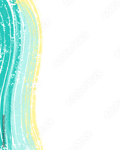 Fotografie Abstract Teal and Yellow Grunge Wavy Border