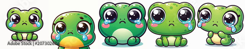 Canvas-taulu Vector of a cute cartoon frog character shedding tears