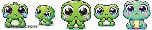 Slika na platnu Vector of a cute cartoon frog character shedding tears