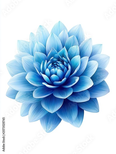 Blue lotus flower illustration with layered petals in various shades of blue, showcasing intricate details and a smooth gradient effect against a white background