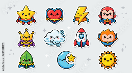Photography Cute kawaii superheroes and symbols