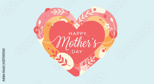 Tableau sur toile A heart-shaped Mother's Day graphic with floral designs