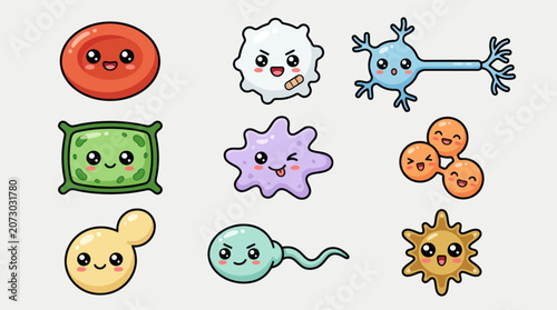 Cute microorganism and cell illustrations