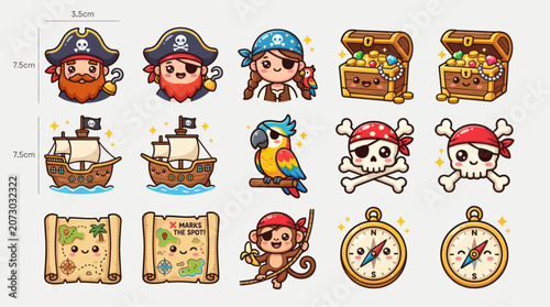Photography Cute pirate themed vector illustrations