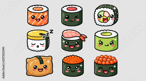 Cute sushi characters kawaii food art