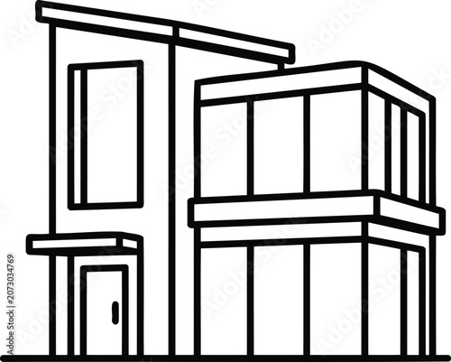 Modern house building line art icon