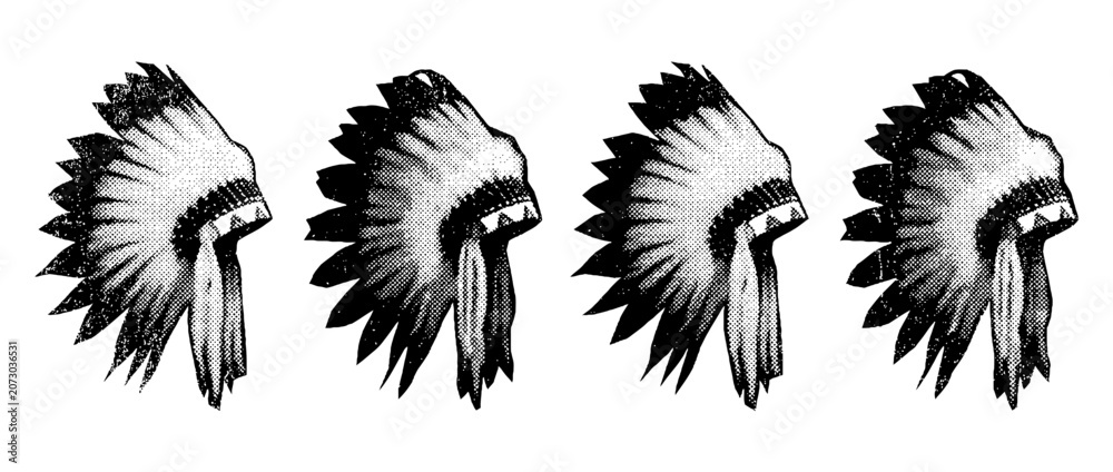 Fototapeta premium This image showcases a halftone vector representation of an Indian headdress, reflecting cultural significance infused with an artistic halftone style.