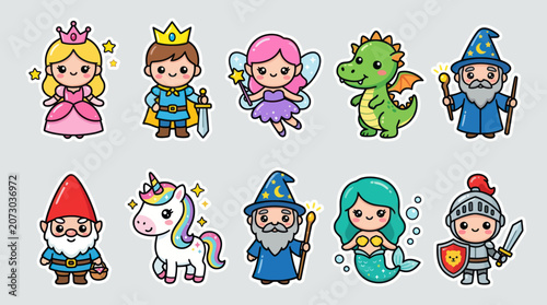 Cuadro en lienzo Fantasy creatures and characters collection