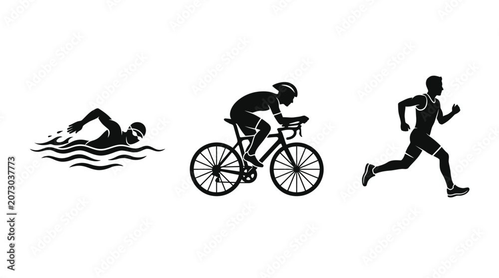 Obraz premium Triathlon Sports Icons Swimming Cycling Running.
