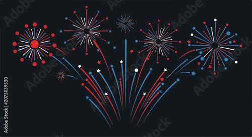 Billede på lærred Colorful fireworks exploding in night sky (2)