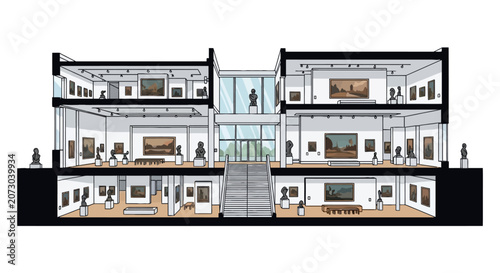 Foto Multi level art museum cross section with gallery halls