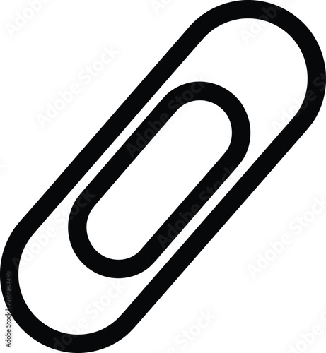 Paperclip icon in black and white, minimal design, vector illustration for artwork, office, stationery, attachment themes