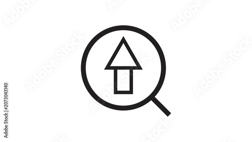 Search optimization icon vector illustration concept with up arrow inside magnifying glass.