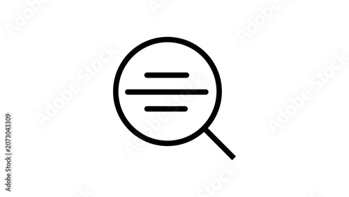 Search icon with lines representing text for information retrieval.
