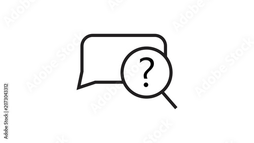 Search icon with speech bubble and question mark for inquiry or help.