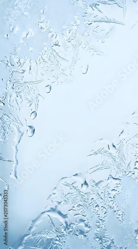 Frozen window glass with delicate ice crystals and frost patterns forming natural designs, isolated on white background, ready for winter, seasonal, and holiday design projects.