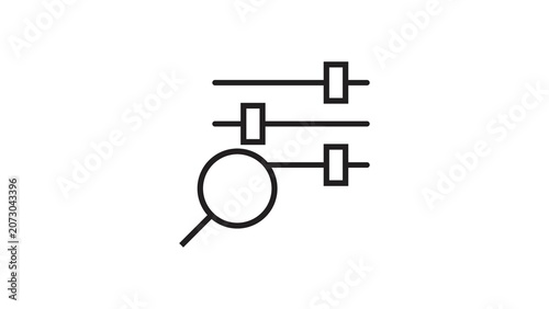 Search filters line icon representing advanced settings and configuration options.