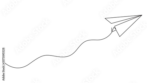 Animated One continuous line drawing of paper plane signs. Minimal flying invite icon line art animation full-length video clip, Continuous video with one line. Continuous contour movement of a paper.