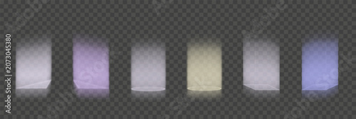 Isolated light, a set of lights from a lamp, a bulb, and a spotlight on a transparent background. Vector illustration.