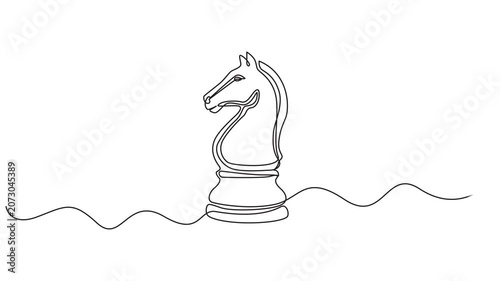 Self drawing continuous one single line animation Business strategy Chess knight horse concept,Self drawing continuous one single line animation Business strategy Chess knight horse concept