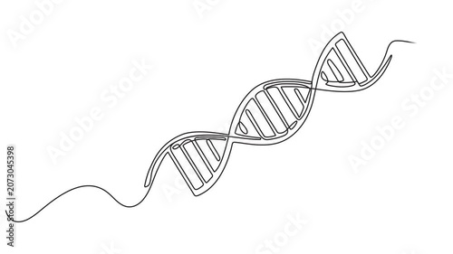 DNA continuous one line drawing animated video. Genome linear structure symbol.Self drawing animation of single line draw helix or DNA. Low poly wireframe. Biotech, science, medicine. Technology