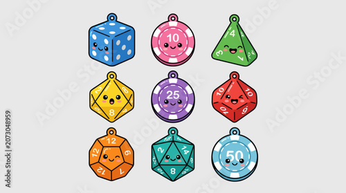 Kawaii dice and chips