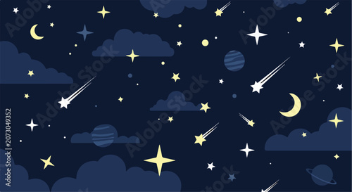 Fotografie A whimsical night sky with celestial bodies