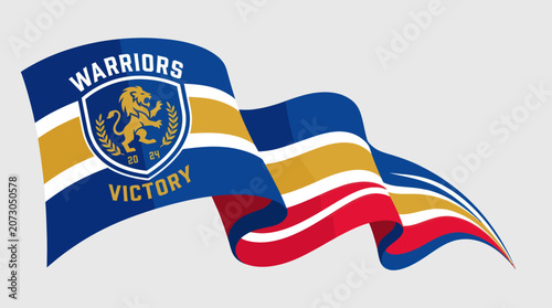 Fotografie Waving flag with emblem and stripes
