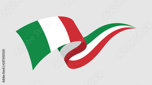 Waving italian flag ribbon graphic